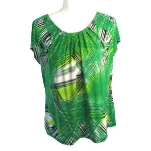 Worthington Petite Women's Short Sleeve Green Stretch Shirt Size PXL